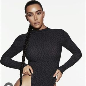 SKIMS FENDI Black Monogram Bodysuit